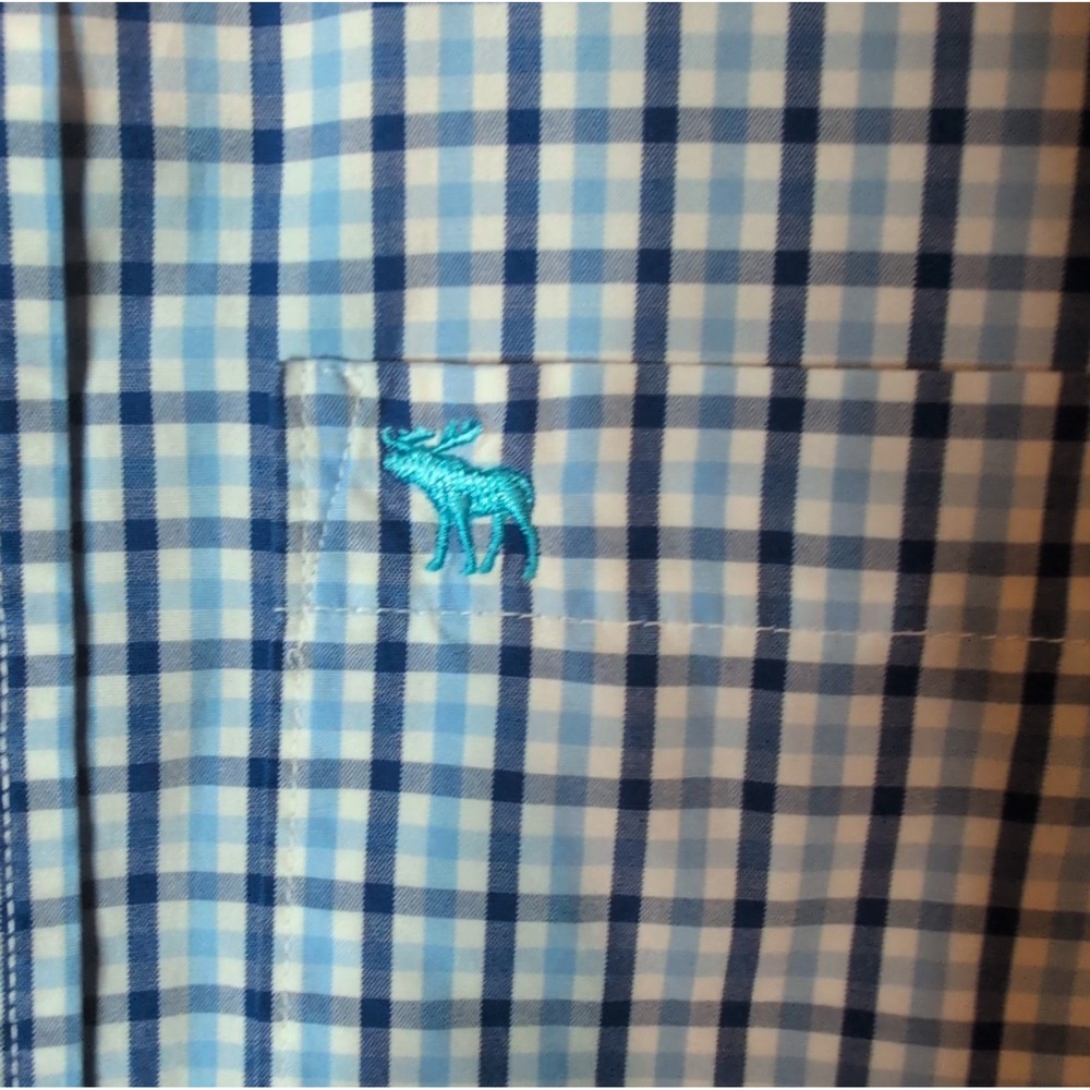Abercrombie & Fitch Men’s Muscle Fit Plaid Button Down Shirt Size M Blue - Picture 4 of 7